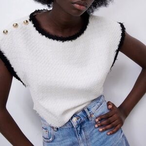 Zara White and Black Top
